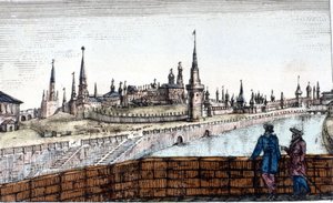 Moskau, die Moskwa. Gravur