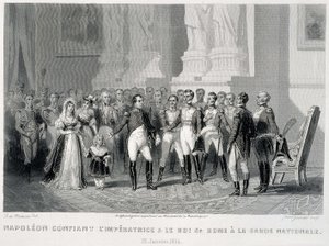 Napoleon vertraut die Kaiserin und ihren Sohn, den König von Rom, der Nationalgarde an (23. Januar 1814) - in „Fastes de Gardes nationales de France“