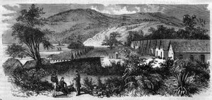 Neukaledonien - das Straflager der Insel Nou - Gravur von 1870 von Unknown artist