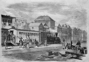 Neugranada (heutiges Kolumbien): Aspinwall-Eisenbahn, Ausgangspunkt von der Transisthmischen zur Landenge von Panama. In „Das illustrierte Universum“, 07.04.1866.