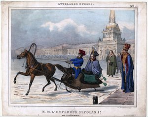 Nikolaus I. von Russland in einem Schlitten
