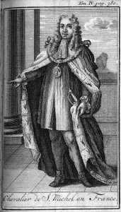 Ritterorden. Ritter von Saint Michel in Frankreich im 15. Jahrhundert. In „Geschichte der militärischen Orden oder Ritter, der säkularen und regulären Milizen beider Geschlechter, die bisher gegründet wurden“. Ausgabe von Abbe Giustiniani, R.P.Bonani