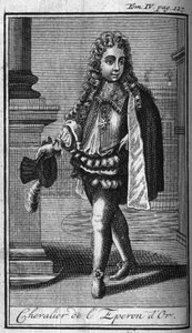 Ritterorden. Ritter des Goldenen Sporns in Rom (Roma) in Italien im 16. Jahrhundert. In „History of military orders or knights, of the secure and routine militias of both sexes, which have been established up to the present. Edition taken from Abbe G