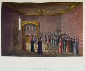 Osmanisches Reich: Die Thronhalle - in „Die alte und moderne Tracht“ von Ferrario, ed. Mailand