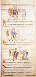 Seite einer illuminierten Bibel (Ms.723-Foglio 138v) aus dem frühen 12. Jahrhundert