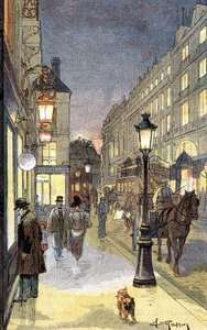 Paris bei Nacht, Illustration Ende des 19. Jahrhunderts von Unknown artist