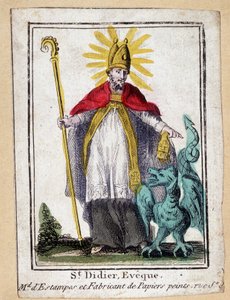 Andachtsbild, das den heiligen Didier Bischof (mit Drache) darstellt
