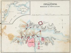 Plan von Sebastopol mit den Befestigungen und Wällen, Krim von Unknown