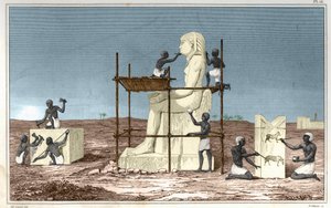 Tafel basierend auf dem Werk von Rosellini, italienischer Reisender, der Jean-François Champollion nach Ägypten begleitete. Gravur aus dem Buch Atlas der alten Geschichte von Rollin
