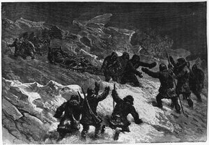 Nordpol: Begegnung der Schlitten von Markham - Nares Georges S., Eine Reise zum Polarmeer, Paris: Hachette von Unknown artist
