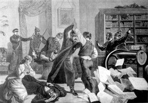 Die Polizei brach in ein Haus in der Sapernaja-Straße (St. Petersburg) ein, in dem die nihilistische Zeitung „Der Nationale Wille“ heimlich gedruckt wird.
