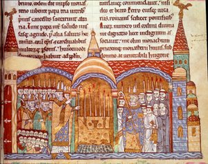 Papst Urban II. (1042-1099) vor dem Altar der Abtei von Cluny