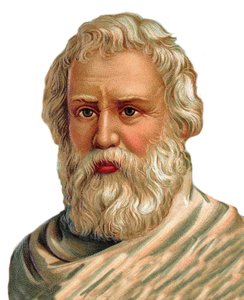 Porträt von Archimedes von Syrakus - Griechischer Mathematiker, Physiker, Ingenieur, Erfinder - Archimede von Syrakus - Chromolithographie