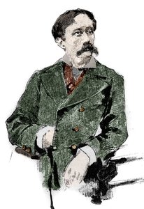 Porträt von Arrigo (oder Enrico) Boito (1842-1918), italienischer Librettist, Autor des Librettos von „Otello“ (Othello) von Giuseppe Verdi. Gravur in „Le monde illustrious“