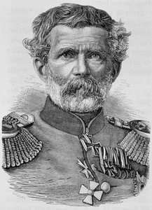 Porträt von Baron von Manteuffel. Gravur aus dem späten 19. Jahrhundert in „Histoire de France“ von H. Martin