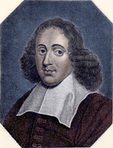 Porträt von Baruch de Spinoza (1632-1677) niederländischer Philosoph, auch bekannt als Bento de Espinosa oder Benedictus de Spinoza oder Benoit de Spinoza. Gravur von Unknown artist