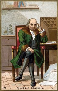 Porträt von Benjamin Franklin (1706 - 1790). Chromolithographie des späten 19. Jahrhunderts. von Unknown artist