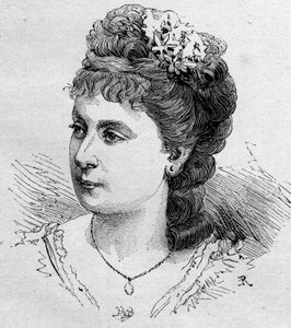 Porträt von Blanche Baretta (geb. 1855), französische Komödiantin, Mitglied der Comédie-Française von 1875 bis 1901. Gravur in „Le Monde Illustré“ Nr. 1168 vom 16. August 1879 von Unknown artist