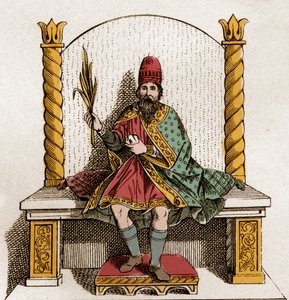 Porträt von Bonifatius III. von Toskana (985-1052) Markgraf von Canossa und Toskana - Bonifatius III., Markgraf von Toskana oder Bonifatius von Canossa - Bonifacio III di Canossa (oder Bonifacio IV di Toscana) Gravur von 1861 von Unknown artist