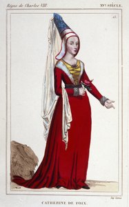 Porträt von Catherine de Navarre (oder Catherine de Foix) 1468-1517, Königin von Navarra. Gravur von 1830.