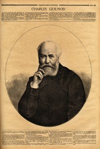 Porträt von Charles Gounod (1818-1893), einem französischen Komponisten, bekannt für seine Opern (Faust 1859, Romeo und Julia 1867), er komponierte auch Symphonien und zahlreiche Melodien für die Gedichte von Alfred de Musset (1810-1857) und Victor Hugo (1