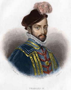 Porträt von Karl IX. (1550 - 1574), König von Frankreich. Gravur 19. Jahrhundert