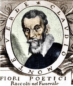 Porträt von Claudio Monteverdi nach dem Frontispiz von Fiori poetici raccolti nel funerale del molto illustrious e molto reverendo Signor Claudio Monteverdi, veröffentlicht in Venedig 1644. von Unknown artist