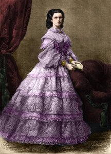 Porträt von Elisabeth von Wittelsbach (1837-1898) (Sissi), Kaiserin von Österreich (1854-1898) und Königin von Ungarn (1867-1898), geborene Herzogin in Bayern. (KAISERIN ELISABETH VON ÖSTERREICH). Gravur von 1864. Private Sammlung.