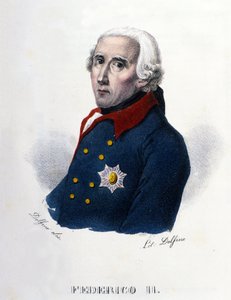 Porträt von Friedrich II. von Preußen (1712-1786), bekannt als Friedrich der Große. Gravur des 19. Jahrhunderts. von Unknown artist