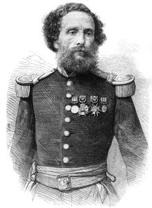 Porträt von General Juan Antonio Pezet (1809-1879), Präsident der Republik Peru. Gravur in „Das Illustrierte Universum“.