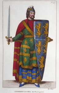 Porträt von Geoffroy V genannt Le Bel oder Plantagenêt, Graf von Anjou (1113-1151). Gravur von 1830 von Unknown artist