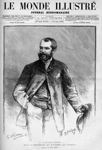 Porträt von Gustave Droz (1832-1895), französischer Maler und Schriftsteller. Gravur in Le Monde Illustré