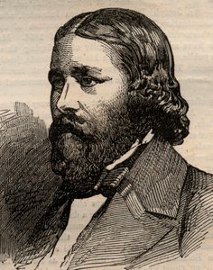 Porträt von James Russell Lowell (1819-1891), amerikanischer Dichter. Gravur in „The Illustrated London News“ vom 20. März 1858. von Unknown artist