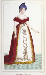 Porträt von Laetitia Bonaparte (Letizia Maria Ramolino) (1750-1836), Mutter von Napoleon I., Gravur von 1830