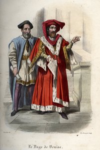 Porträt von Leonardo Loredan (Loredano) (1436-1521), Doge der Republik Venedig. Gravur von 1842 in „Histoire des papes“ von Maurice Lachatre. Private Sammlung.
