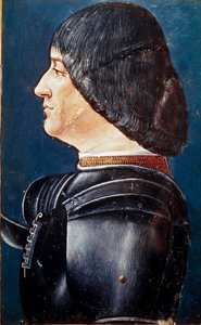 Porträt von Ludovico Maria Sforza genannt il Moro (1452-1508) Miniatur in „Grammatica“ von Aelius Donatus (Donato)