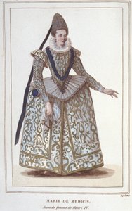 Porträt von Maria von Medici (1573 - 1642), Ehefrau von Heinrich IV. und Mutter von Ludwig XIII. Gravur von 1830