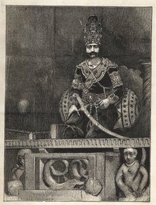 Porträt von Naser al-Din (1831-1896), Schah von Persien (Iran). Auch genannt Naseredin Schah, Nasserer-al-Din Schah Qajar, Nasser al-Din Schah Qajar, Nassiruddin Schah - (1831-1896) - 1873