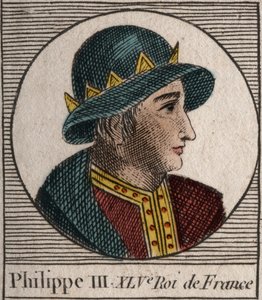 Porträt von Philipp III. von Frankreich, genannt Philipp der Kühne (1245-1285) - Gravur aus „Anleitung zur Geschichte Frankreichs“ von Charles Constant Le Tellier 1821