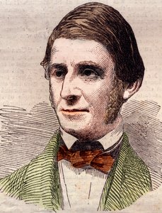 Porträt von Ralph Waldo Emerson (1803-1882), Essayist, Philosoph, amerikanischer Dichter. Gravur in „The Illustrated London News“ vom 20. März 1858.