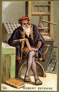 Porträt von Robert I Estienne (1498 - 1559) Humanist, Verleger und Drucker. Chromolithografie des 19. Jahrhunderts von Unknown artist