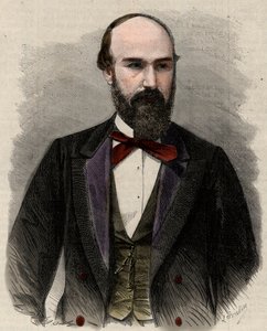 Porträt von Santos Gutierrez (1820-1872), Politiker und ehemaliger Präsident der Vereinigten Staaten von Kolumbien. Gravur in „L