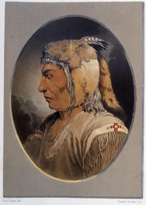 Porträt eines Indianers: Man-Ce-Muckt - in "Wanderungen eines Künstlers unter den Indianern Nordamerikas" von Paul Kane, Longmans & Roberts, London von Unknown artist