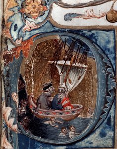 Porträt des italienischen Dichters Dante Alighieri auf Charons Boot - Miniatur