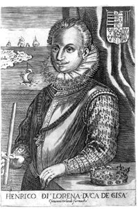 Porträt des Herzogs von Guise (Heinrich I. von Lothringen, bekannt als der Scalafre (1550 - 1588)). Gravur des 17. Jahrhunderts von Unknown artist
