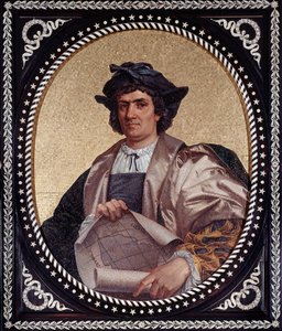 Porträt des italienischen Seefahrers Christoph Kolumbus (Christoph Kolumbus, Cristoforo Colombo, Cristóbal Colón) (1451-1506) Mosaik