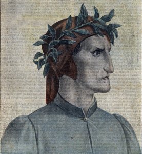 Porträt des italienischen Dichters Dante Alighieri (1265-1321) (Italienischer Dichter Dante Alighieri) Illustration aus „Le pelerin“ Mai 1921 Privatsammlung von Unknown Artist