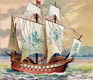 Portugiesische Karacke - Darstellung einer Karacke der portugiesischen Flotte Ende des 15. Jahrhunderts von Unknown artist