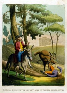 Sprichwort: Besser von einem Esel getragen als von einem Pferd geworfen. von Unknown artist