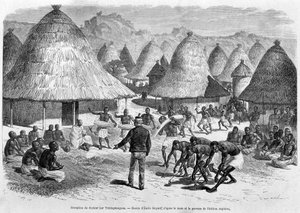 Empfang von Dr. Livingstone durch Tchitapanngoua - „Livingstones letzte Reise 1866-1873“ in „Rund um die Welt“, 2. Halbjahr 1875